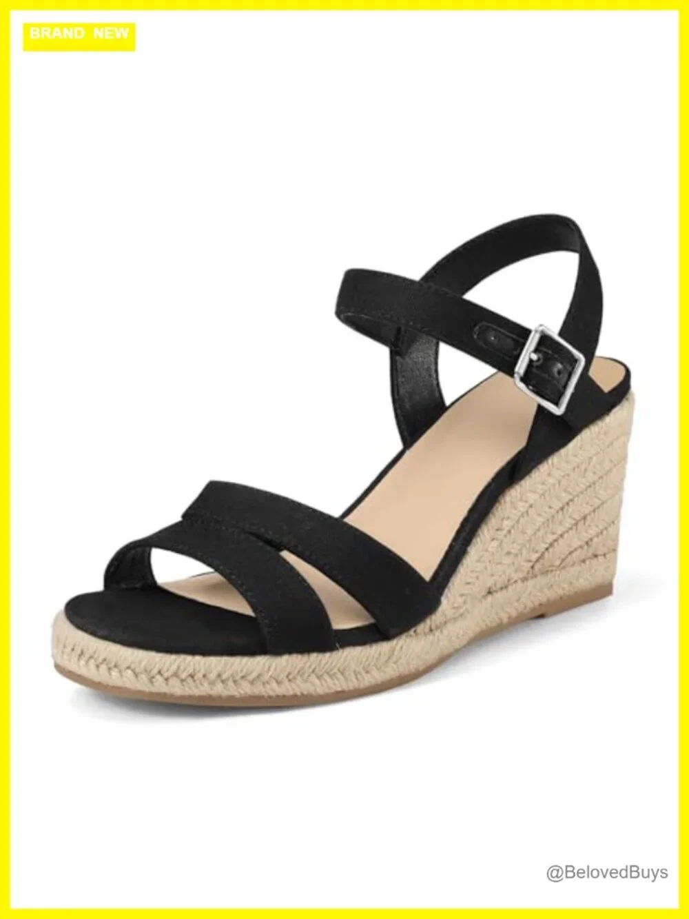 Espadrille Wedge Sandals Open Toe Square Toe Ankle Strap Summer Dressy Shoes
